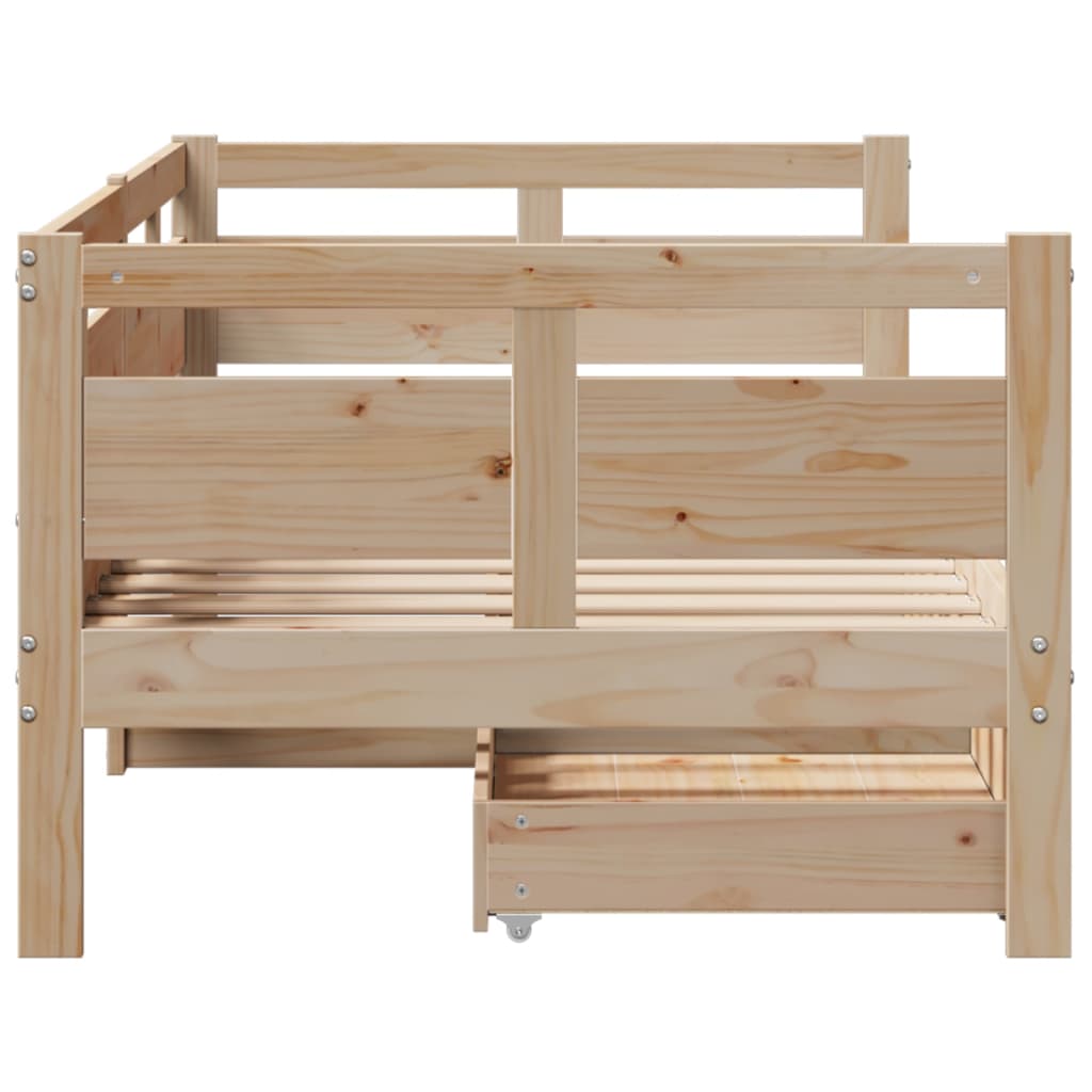 Slaapbank met lades 90x190 cm massief grenenhout