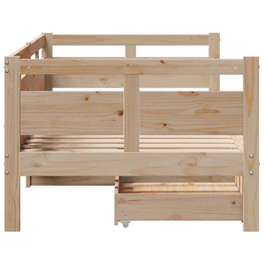 Slaapbank met lades 90x190 cm massief grenenhout