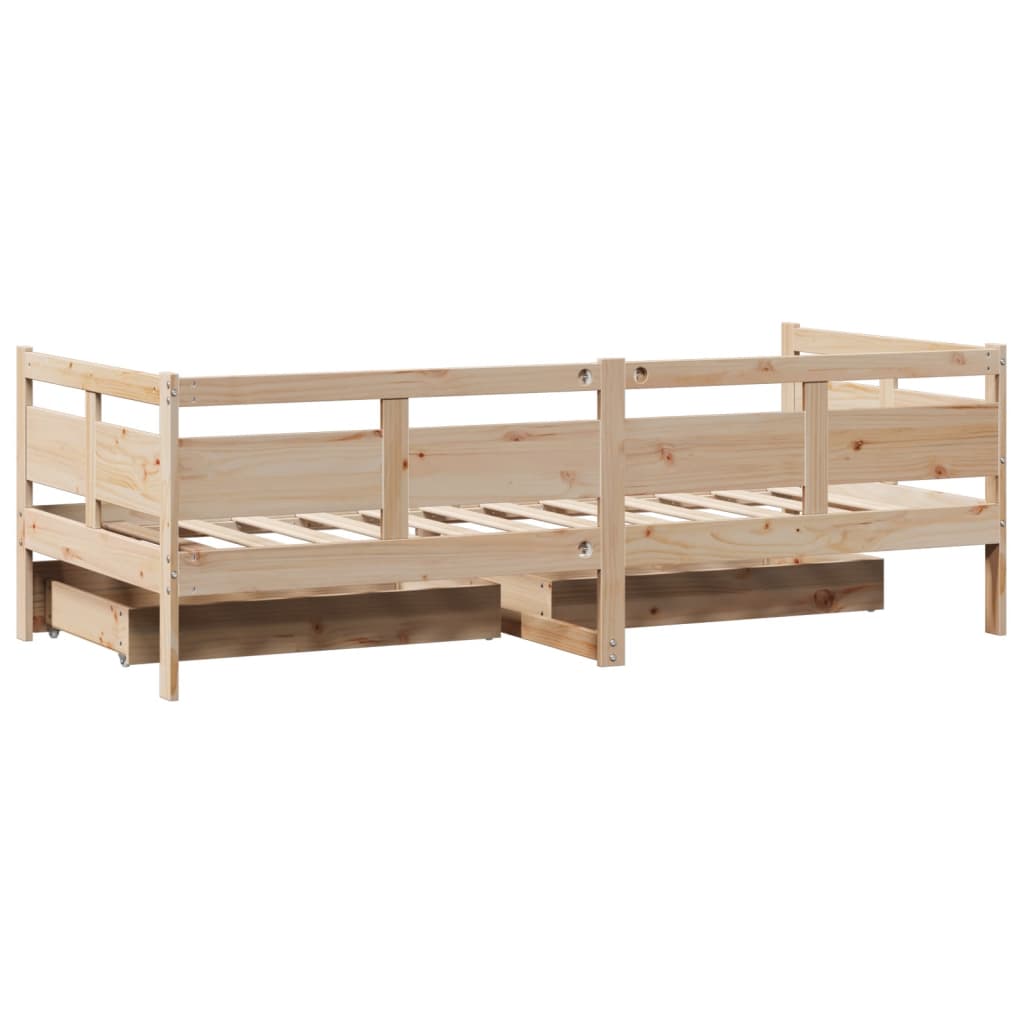 Slaapbank met lades 90x190 cm massief grenenhout