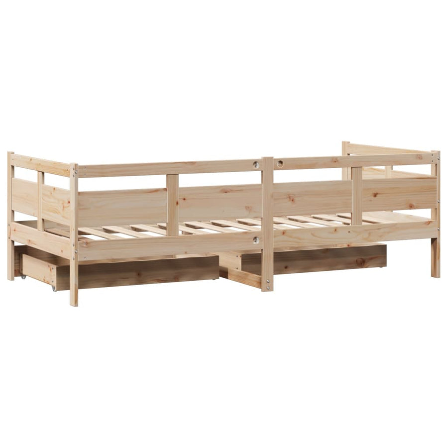 Slaapbank met lades 90x190 cm massief grenenhout