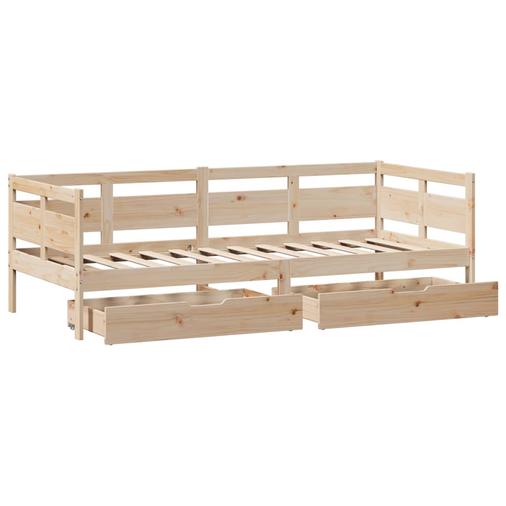 Slaapbank met lades 90x190 cm massief grenenhout