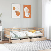 Slaapbank 90x190 cm massief grenenhout met lades