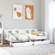 Slaapbank 90x190 cm massief grenenhout wit met lades