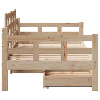 Slaapbank met lades 90x200 cm massief grenenhout