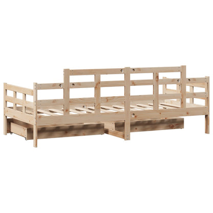 Slaapbank met lades 90x200 cm massief grenenhout