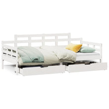Slaapbank met lades 90x200 cm massief grenenhout wit