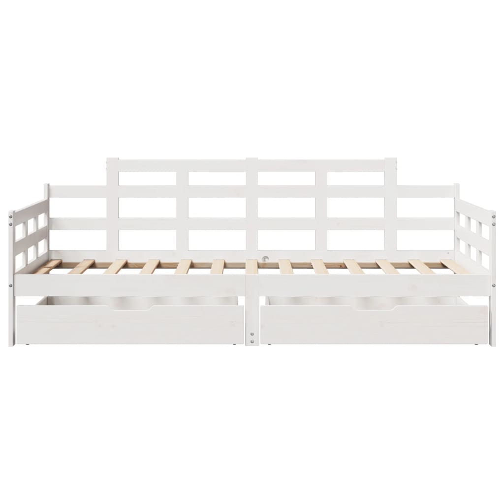Slaapbank met lades 90x200 cm massief grenenhout wit