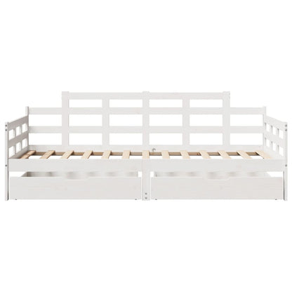 Slaapbank met lades 90x200 cm massief grenenhout wit