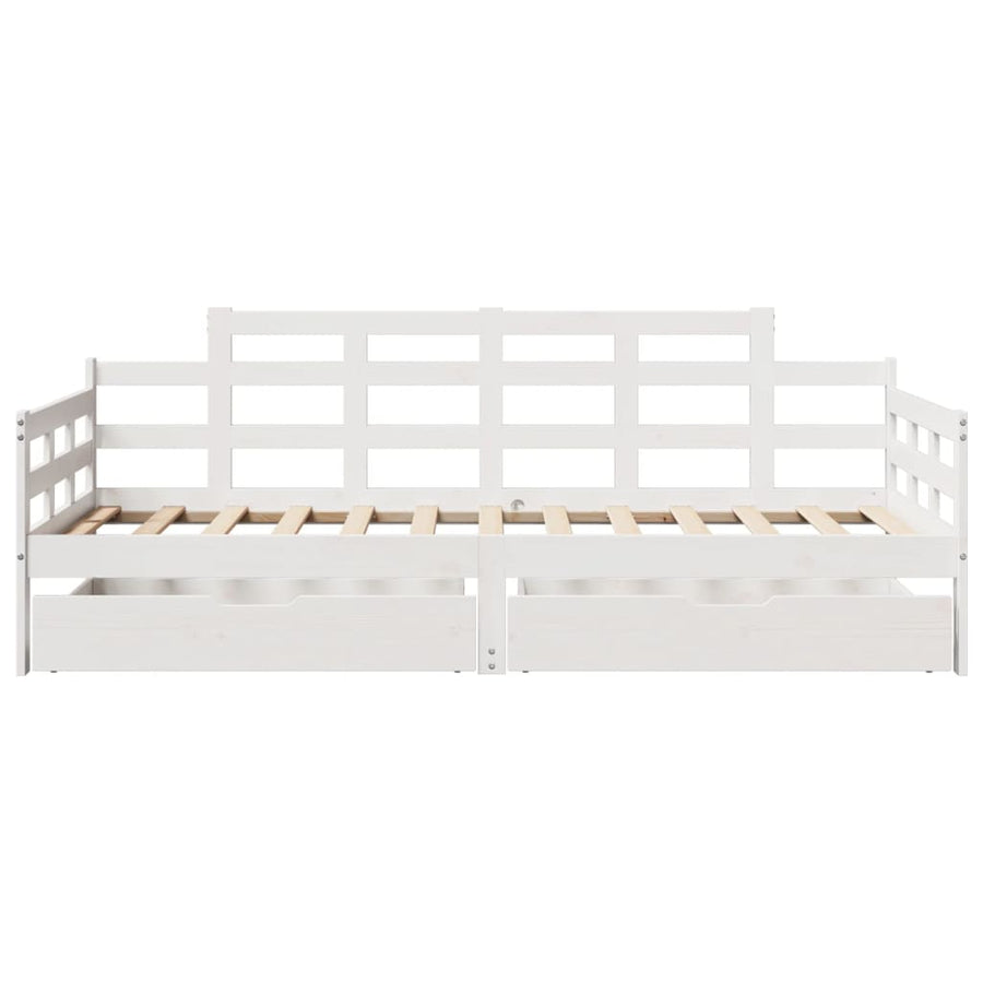 Slaapbank met lades 90x200 cm massief grenenhout wit