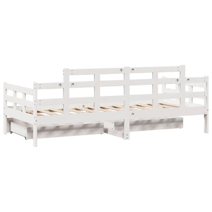 Slaapbank met lades 90x200 cm massief grenenhout wit