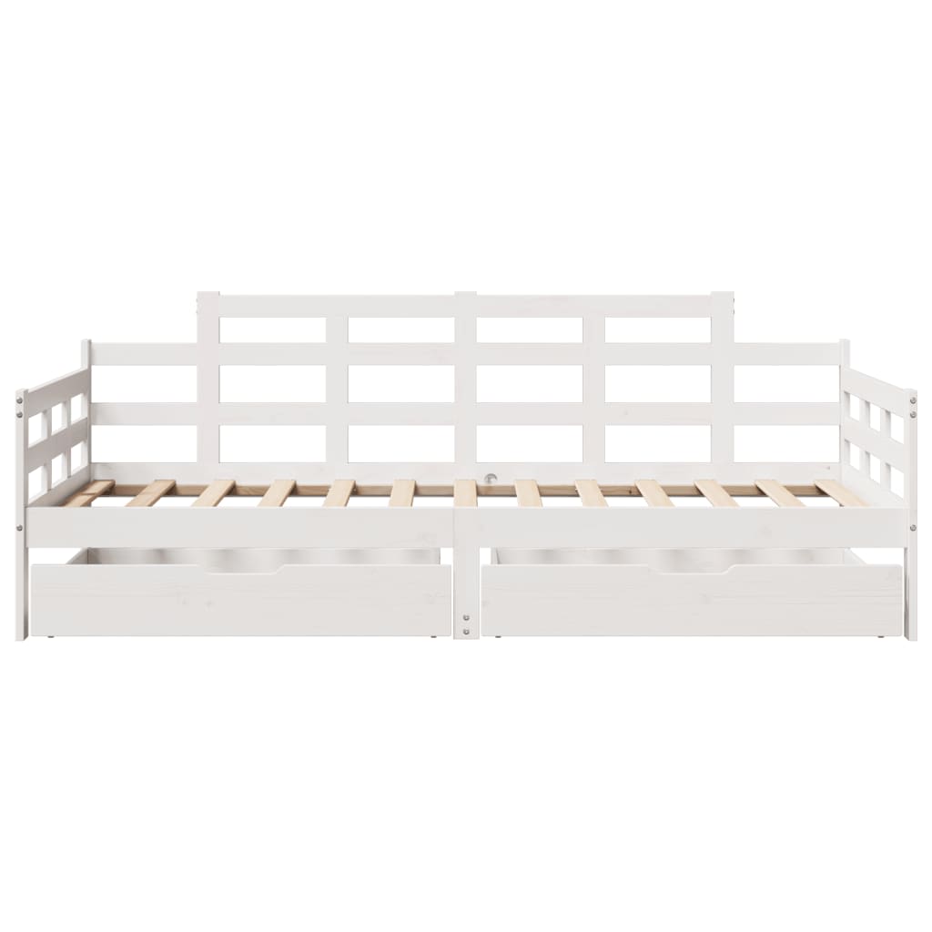 Slaapbank met lades 80x200 cm massief grenenhout wit