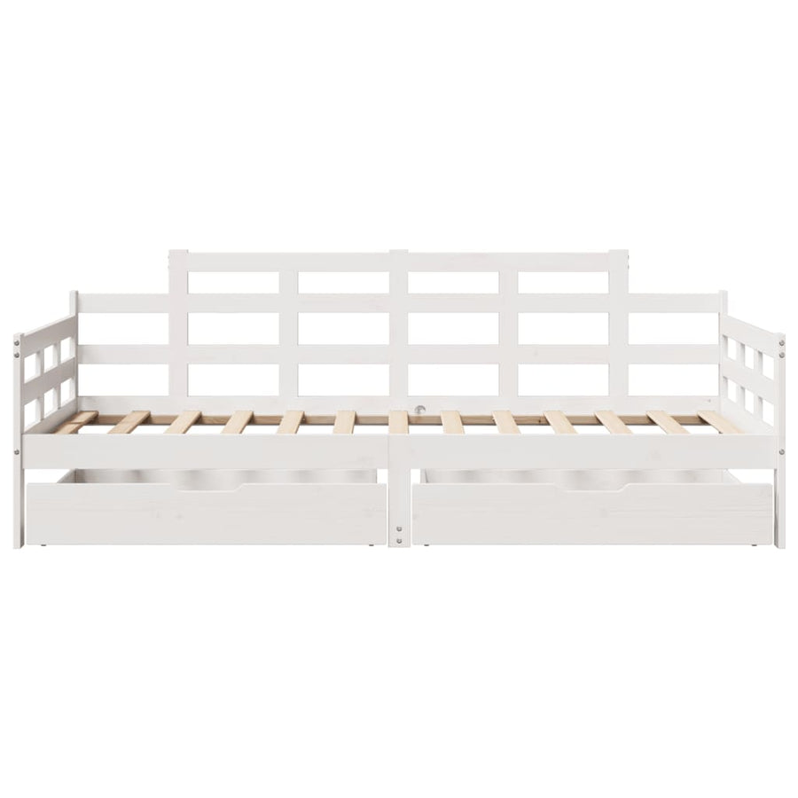Slaapbank met lades 80x200 cm massief grenenhout wit