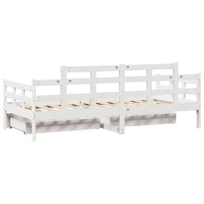 Slaapbank met lades 80x200 cm massief grenenhout wit