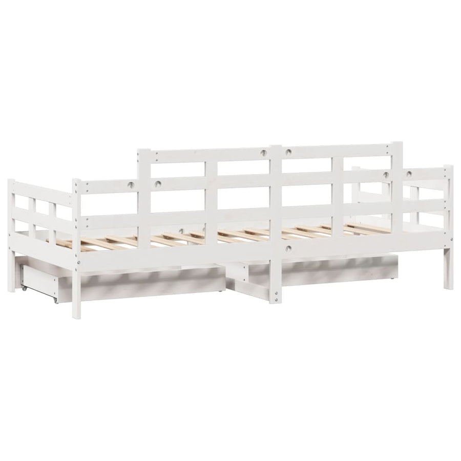Slaapbank met lades 80x200 cm massief grenenhout wit