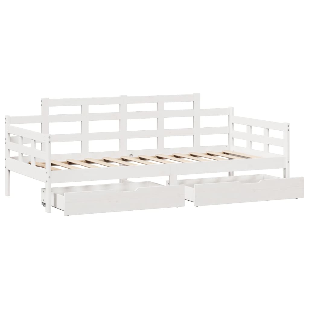 Slaapbank met lades 80x200 cm massief grenenhout wit