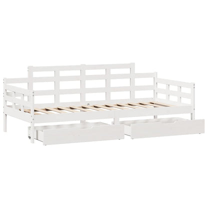 Slaapbank met lades 80x200 cm massief grenenhout wit