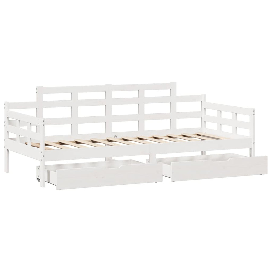 Slaapbank met lades 80x200 cm massief grenenhout wit