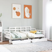 Day Bed with Drawers 80x200 cm Solid Pine White
