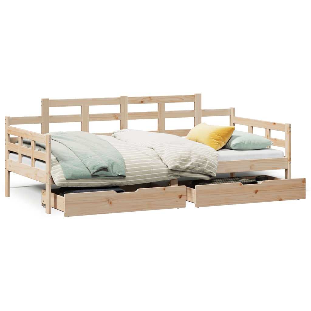 Slaapbank met lades 90x190 cm massief grenenhout