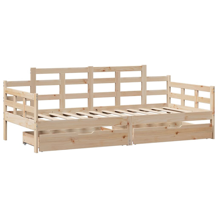 Slaapbank met lades 90x190 cm massief grenenhout