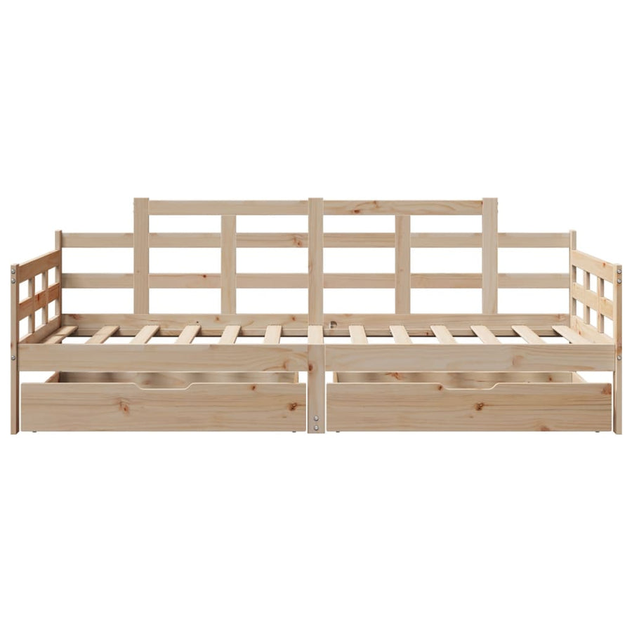 Slaapbank met lades 90x190 cm massief grenenhout