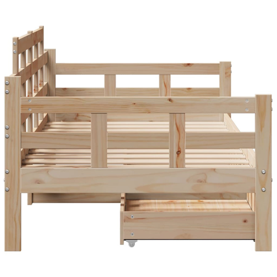 Slaapbank met lades 90x190 cm massief grenenhout