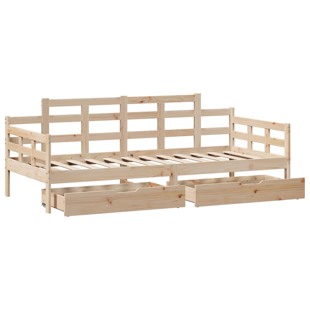 Slaapbank met lades 90x190 cm massief grenenhout