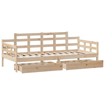 Slaapbank met lades 90x190 cm massief grenenhout