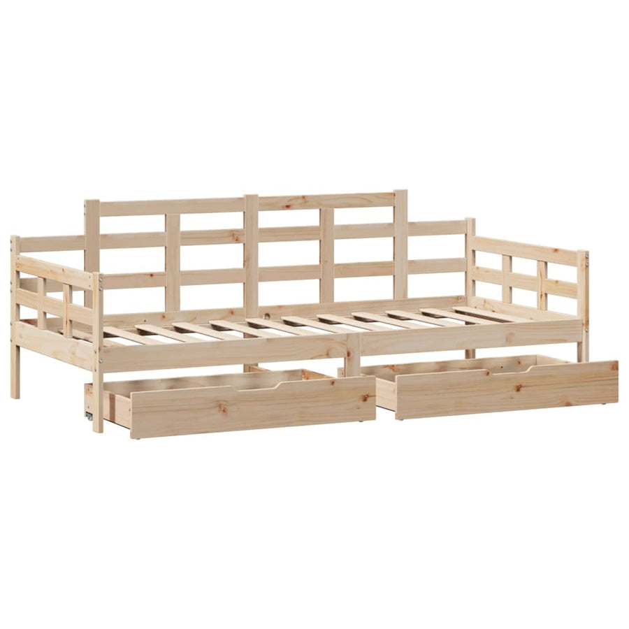 Slaapbank met lades 90x190 cm massief grenenhout