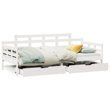 Slaapbank met lades 90x190 cm massief grenenhout wit