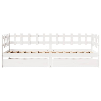 Slaapbank met lades 80x200 cm massief grenenhout wit