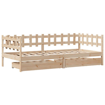 Slaapbank met lades 90x190 cm massief grenenhout