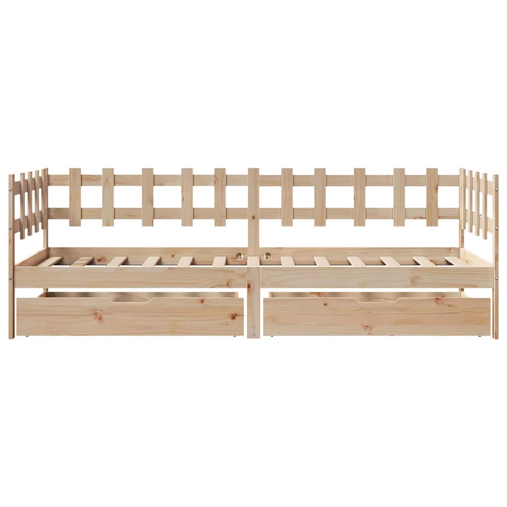 Slaapbank met lades 90x190 cm massief grenenhout