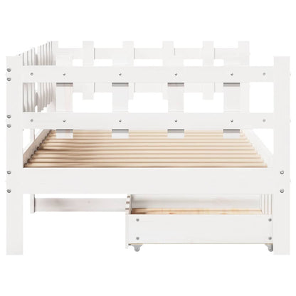 Slaapbank met lades 90x190 cm massief grenenhout wit