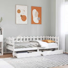 Day bed with drawers 90x190 cm solid pine wood white