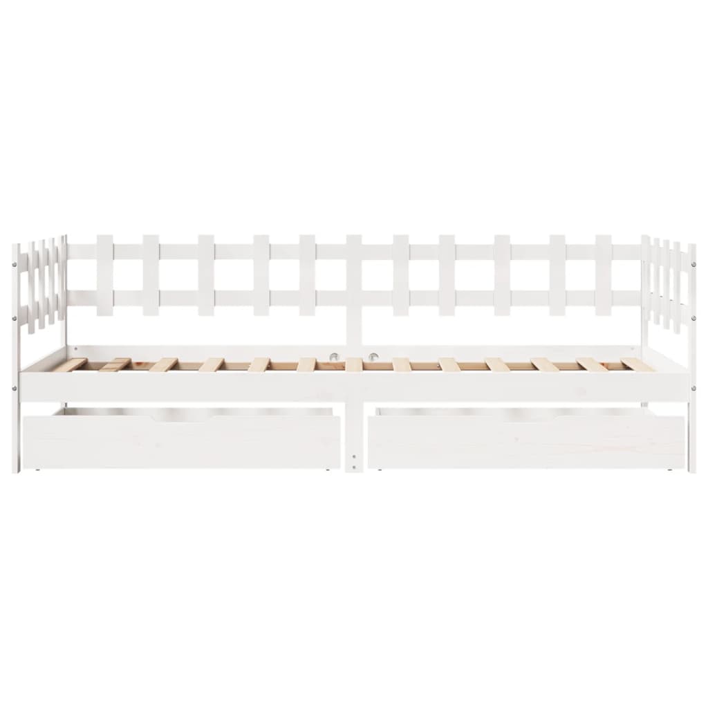 Slaapbank met lades 80x200 cm massief grenenhout wit