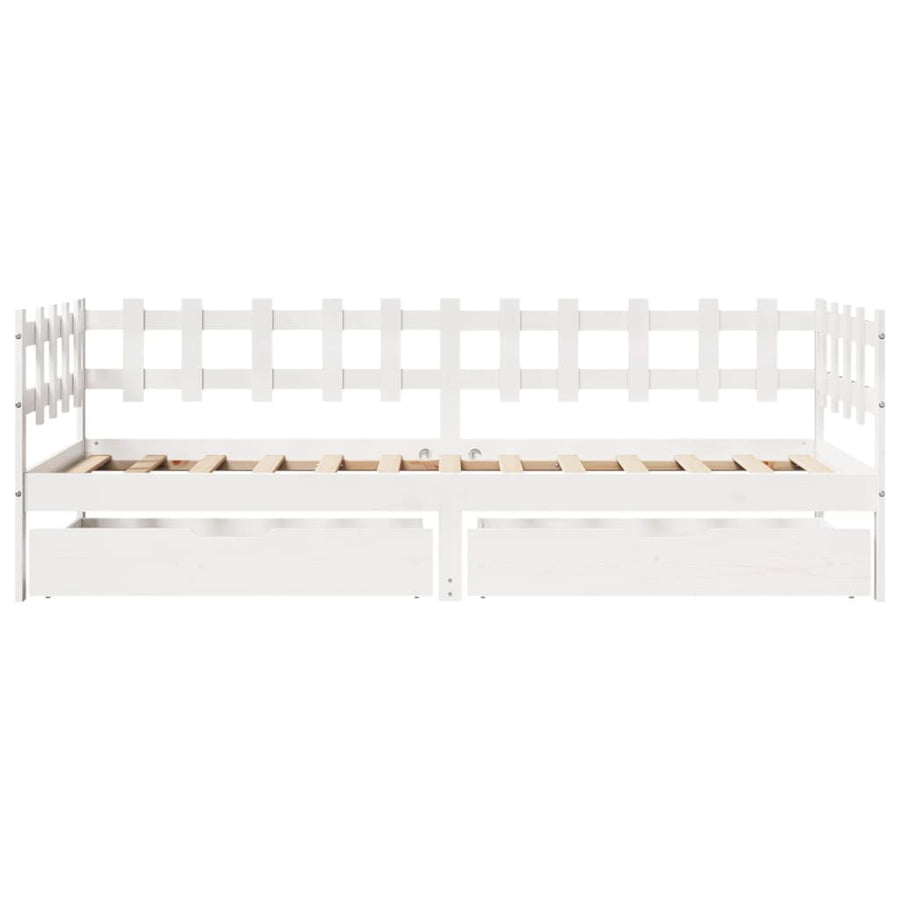Slaapbank met lades 80x200 cm massief grenenhout wit