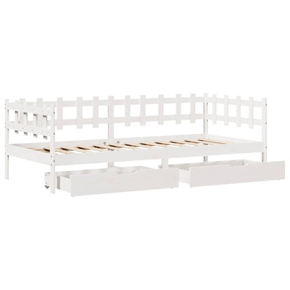 Slaapbank met lades 80x200 cm massief grenenhout wit