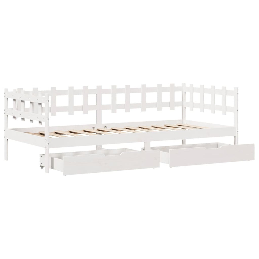 Slaapbank met lades 80x200 cm massief grenenhout wit