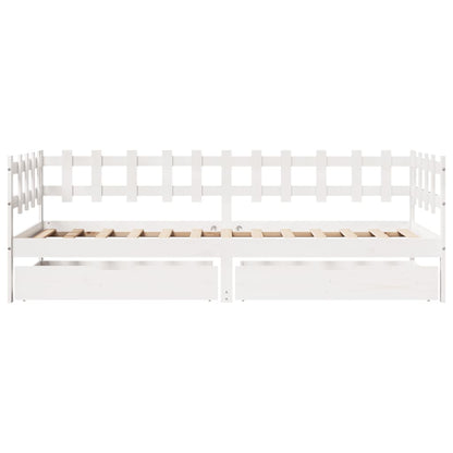 Slaapbank met lades 90x200 cm massief grenenhout wit