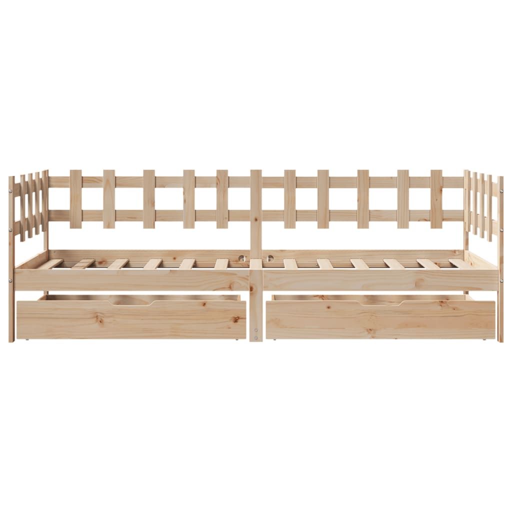 Slaapbank met lades 90x190 cm massief grenenhout