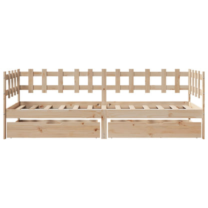 Slaapbank met lades 90x190 cm massief grenenhout