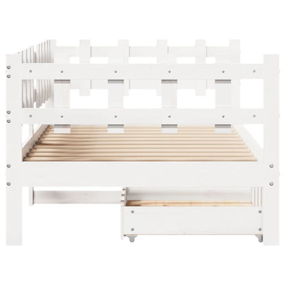 Slaapbank met lades 90x190 cm massief grenenhout wit