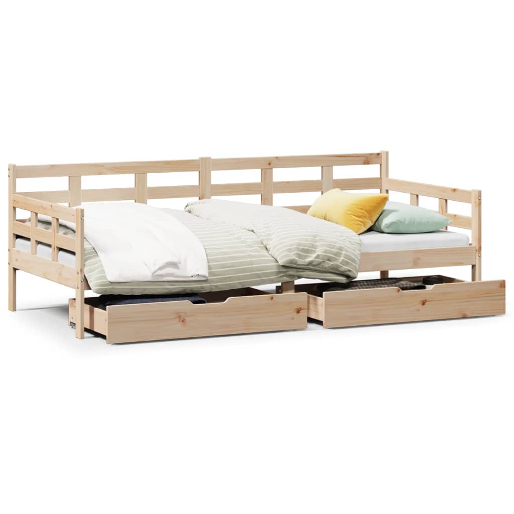 Slaapbank met lades 90x200 cm massief grenenhout