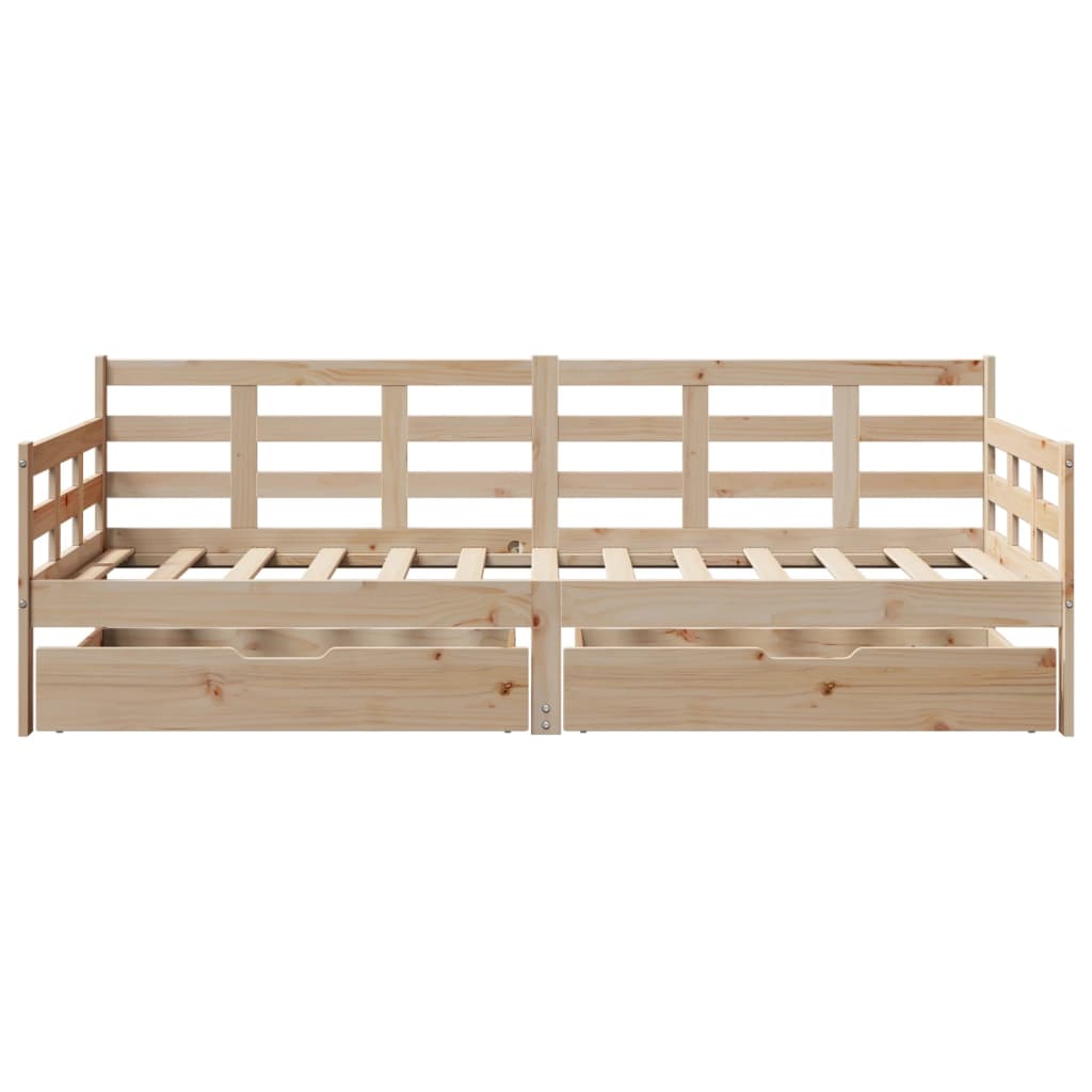 Slaapbank met lades 90x200 cm massief grenenhout