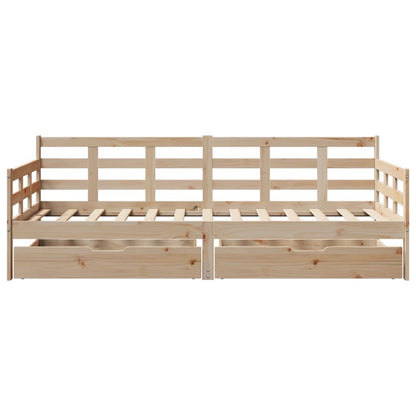 Slaapbank met lades 90x200 cm massief grenenhout
