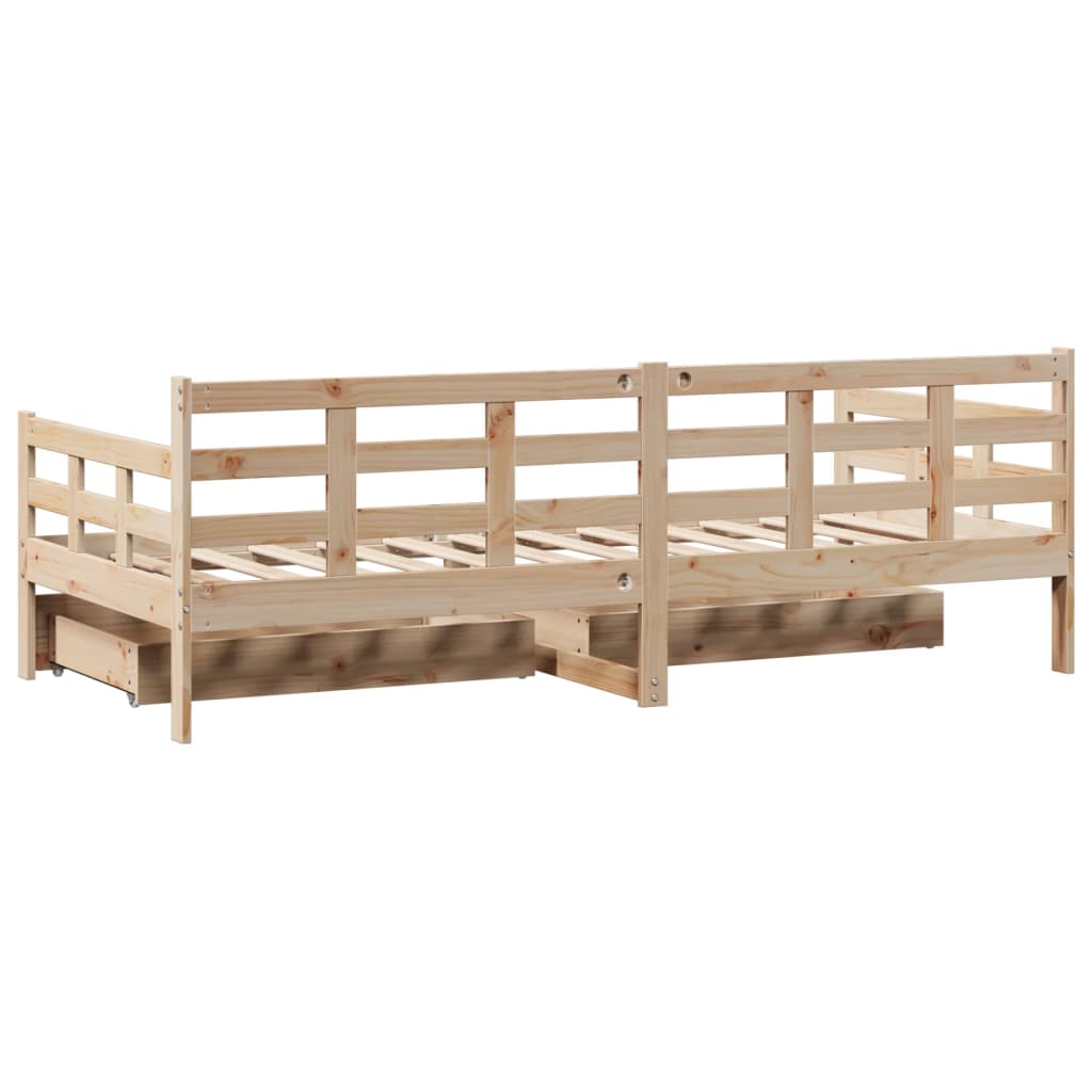Slaapbank met lades 90x200 cm massief grenenhout