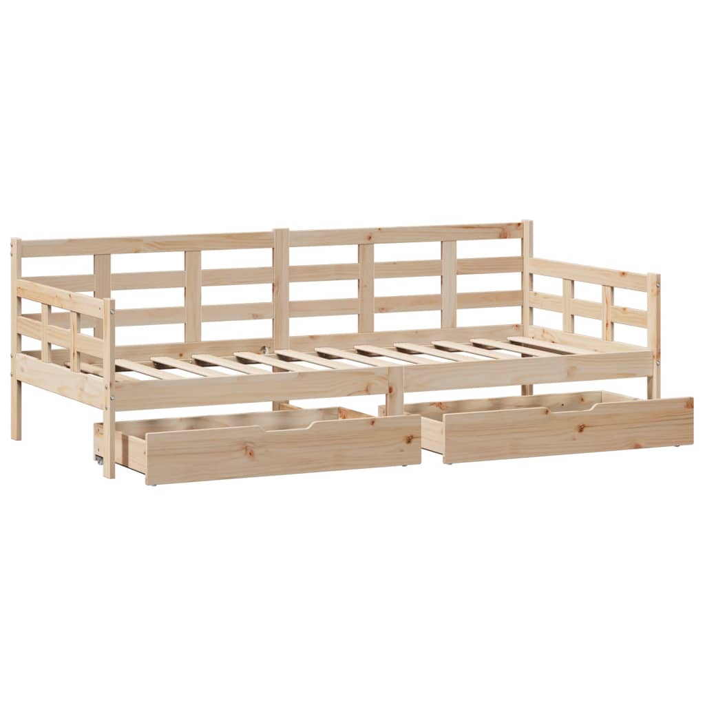 Slaapbank met lades 90x200 cm massief grenenhout