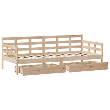 Slaapbank met lades 90x200 cm massief grenenhout