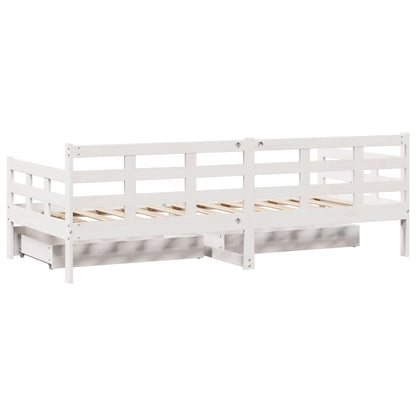 Slaapbank met lades 90x200 cm massief grenenhout wit
